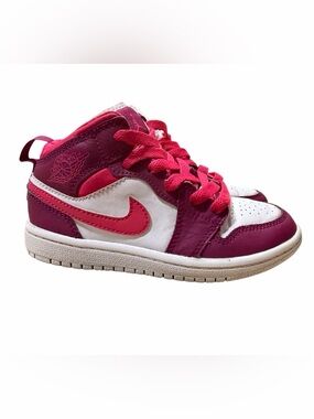 Jordan Kids Mid-Top Sneakers in Pink and White